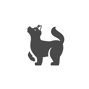 Howling dog black monochrome icon pet domestic furry animal minimalist logo vector illustration