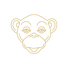 Monkey ape muzzle jungle exotic character monochrome line icon vector illustration