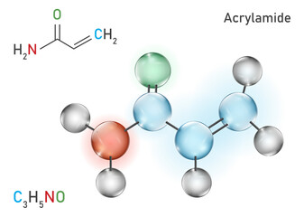 Acrylamide chemical formula. Organic compound. Vector illustration
