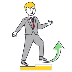 Vector illustration of a person's career growth and achievements.