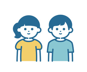 Simple illustration of a boy and a girl