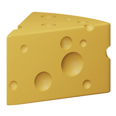 Cheese 3d rendering isometric icon.