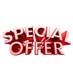 Realistic 3D Text Rendering Red Color Special Offer