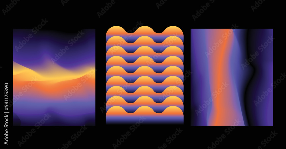Poster Vector illustration collection - trendy abstract creative minimalist prints and compositions with bright gradient colors - design templates for social media posts