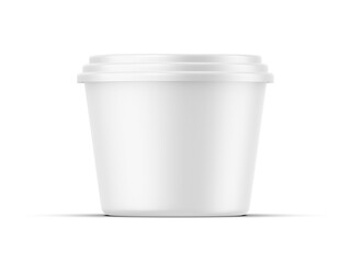 Plastic jar cup with lid mockup for packaging and branding, 3d render illustration