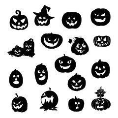 Halloween illustration bundle, pumpkins set. Funny Halloween designs