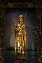 Obraz premium Song Dynasty art style Wood carving guanyin in thailand