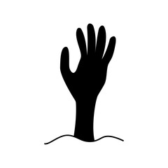 Zombie Hand Silhouette. Vector. Halloween Scary Grave. Arm Monster Dead. Halloween Vector.	
