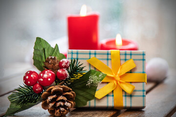 christmas decorations with christmas candles Christmas card