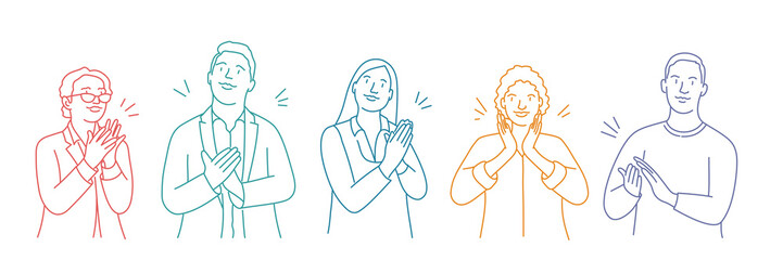 Multiethnic people crowd applaud to congratulate success job.