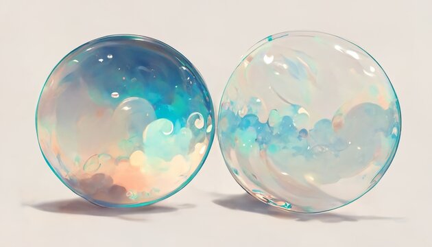 イラスト シャボン玉 ガラス ビー玉 泡 球体