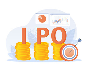 IPO, initial public offering, investment opportunity or make profit from new stock concept. Return on investment, financial solutions, passive income.