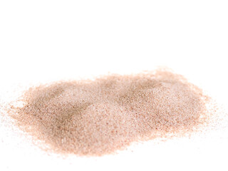 Pile Sand Isolated on White Background,Dry and Small Texture Beach Desert,Nature Tropical Summer Concept.