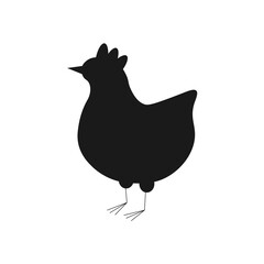 Chicken silhouette. Bird element illustration in simple flat style isolated on white background. Vector symbol design from farm collection. Can be used in web and mobile. EPS