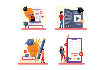 Online Learning Flat Design Illustration