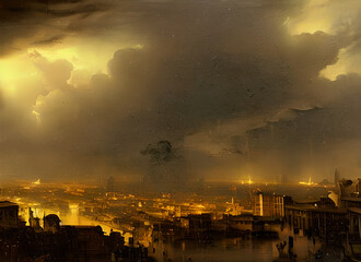 Skyline Cityscape Light Bridge Storm Europe Urban View Travel Cloud Lights Evening City Istanbul Dark Sky Landscape Architecture Panorama Night Building Dusk Street Town Sunset