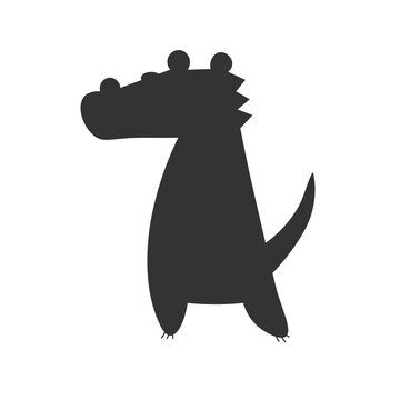 Vector illustration black silhouette crocodile. Isolated white background. Icon animal crocodile side view profile. EPS