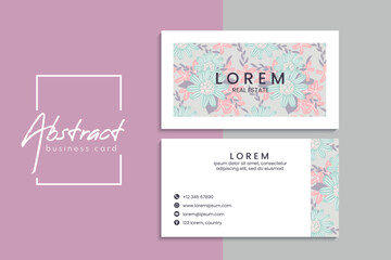 Floral style business card template vector