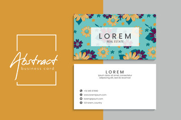 Floral style business card template vector