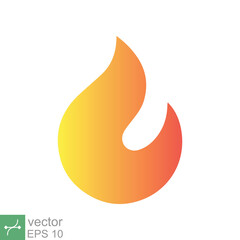 Fire flame icon. Simple flat style. Blaze, light, red, orange, yellow, energy, bonfire, ignite concept. Vector illustration isolated on white background. EPS 10.