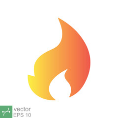 Fire flame icon. Simple flat style. Blaze, light, red, orange, yellow, energy, bonfire, ignite concept. Vector illustration isolated on white background. EPS 10.