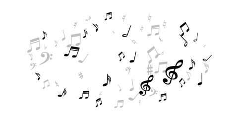 Naklejka na ściany i meble Music notes cartoon vector pattern. Symphony