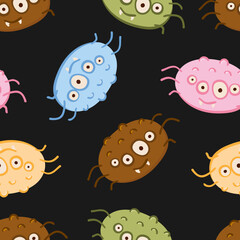 Fototapeta premium Cute funny spider vector seamless pattern. Halloween texture for fabric, wrapping paper, textile.