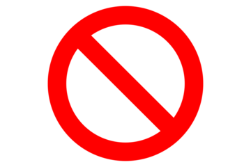 Isolated red Not Allowed stop sign, Prohibition sign or stop sign illustration in PNG isolated on transparent background