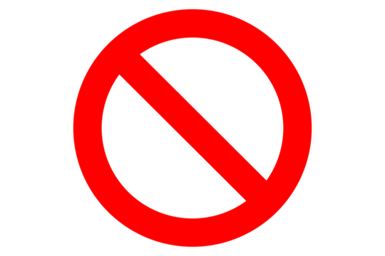 Isolated red Not Allowed stop sign, Prohibition sign or stop sign illustration in PNG isolated on transparent background