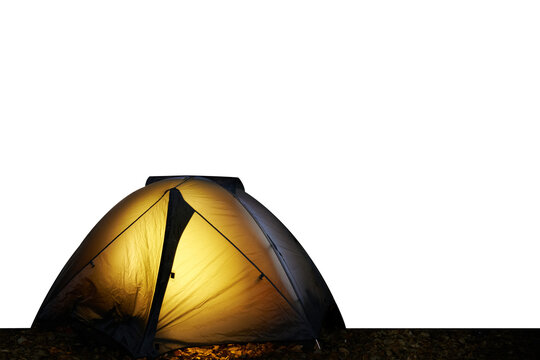 Yellow Camping Tent In PNG Isolated On Transparent Background