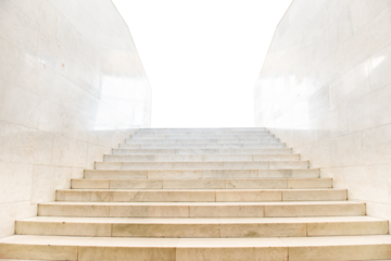 Marble staircase with stairs and walls in PNG isolated on transparent background