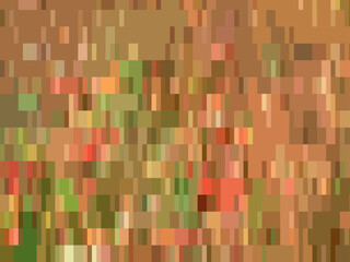 Decorative background with small vertical blocks in brown-red-green key. Rectangular elements arranged randomly form a mosaic background. It can be used for tiles, fabric, textiles, scrapbooking, etc.