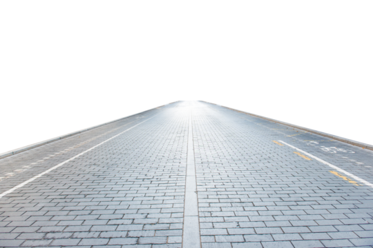 City street with empty road in PNG isolated on transparent background