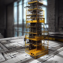 3d view of apartment building plan