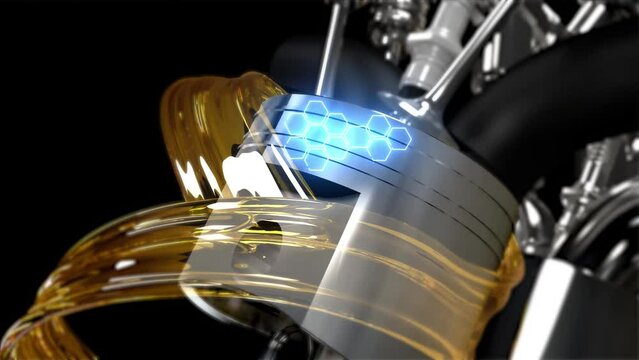 3D illustration of engine and lubricant with a certificate to protect the engine