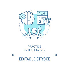 Focus on multitasking learning concept turquoise icon. Interleaving memory method abstract idea thin line illustration. Isolated outline drawing. Editable stroke. Arial, Myriad Pro-Bold fonts used
