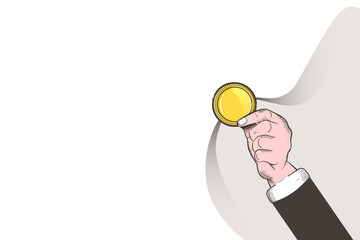 Colored illustration of a hand holding a coin