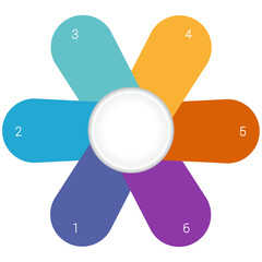 Infographic template colorful petals 6 positions isolated