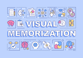 Visual memorization word concepts blue banner. Remembering style. Infographics with editable icons on color background. Isolated typography. Vector illustration with text. Arial-Black font used - obrazy, fototapety, plakaty