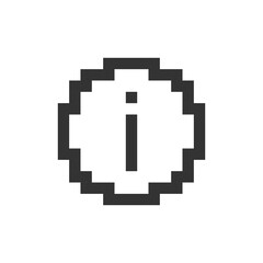 Info pixelated ui icon. Additional information. Providing updates. Showing helpful text. Editable 8bit graphic element. Outline isolated vector user interface image for web, mobile app. Retro style