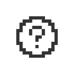 Question mark pixelated ui icon. Identify unknown device. Support page. Fix problem. Editable 8bit graphic element. Outline isolated vector user interface image for web, mobile app. Retro style