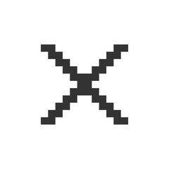 Fototapeta premium Cross mark pixelated ui icon. Delete action. Cancel button. Close window. Multiplication. Editable 8bit graphic element. Outline isolated vector user interface image for web, mobile app. Retro style