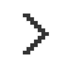 Fototapeta premium Right arrow pixelated ui icon. Navigation direction. Pointing sign. Angle bracket. Editable 8bit graphic element. Outline isolated vector user interface image for web, mobile app. Retro style