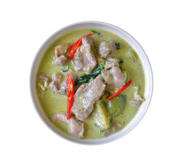 traditional thai green curry on transparent png