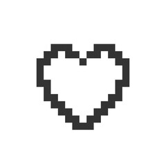 Heart pixelated ui icon. Like button. Expressing love. Sharing reaction. Appreciation. Editable 8bit graphic element. Outline isolated vector user interface image for web, mobile app. Retro style