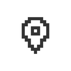 Location pin pixelated ui icon. Saving spot on map. Finding direction, place. Search for. Editable 8bit graphic element. Outline isolated vector user interface image for web, mobile app. Retro style