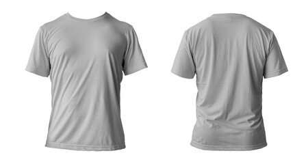 Blank grey clean t-shirt mockup, isolated, front view. Empty tshirt model mock up. Clear fabric...