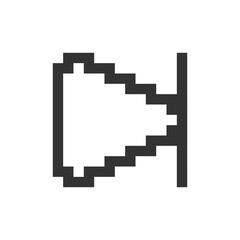 Skip next button pixelated ui icon. Music player bar. Play multimedia file. Progress bar. Editable 8bit graphic element. Outline isolated vector user interface image for web, mobile app. Retro style