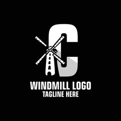 Letter C Windmill Logo Design Template Inspiration, Vector Illustration.