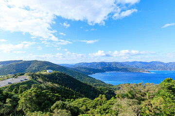 秋の都井岬灯台から見た景色　宮崎県串間市　Scenery seen from Toi Misaki lighthouse in autumn. Miyazaki prefecture Kushima city.
